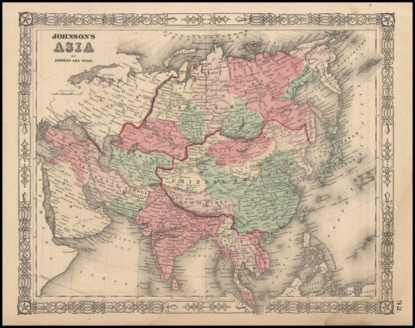 69-Asia and Asia Map By Benjamin P Ward  &  Alvin Jewett Johnson