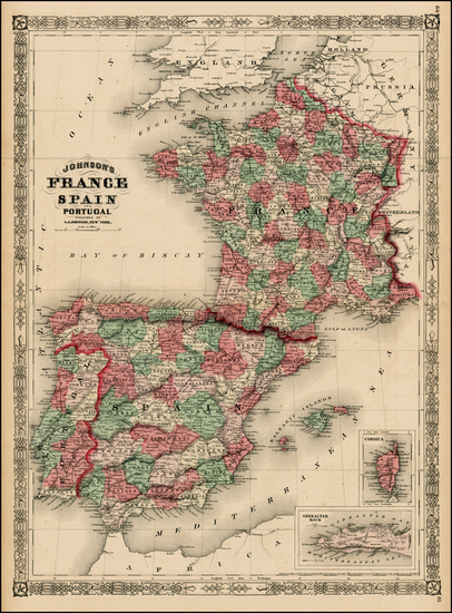 13-Europe and France Map By Alvin Jewett Johnson