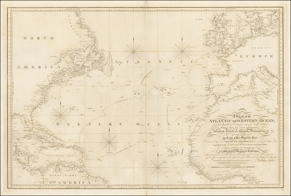 14-Atlantic Ocean, North America, Europe and Africa Map By William Faden