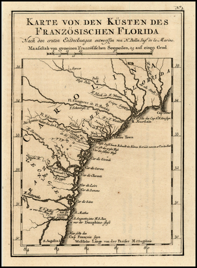 38-Florida Map By Jacques Nicolas Bellin