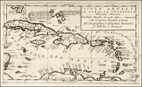 59-Caribbean Map By Vincenzo Maria Coronelli