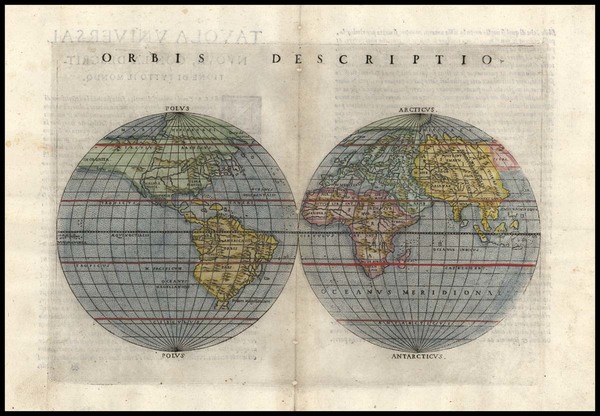 93-World and World Map By Girolamo Ruscelli