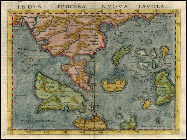 18-Asia, China, India and Southeast Asia Map By Girolamo Ruscelli