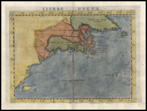 90-New England, Southeast and Canada Map By Girolamo Ruscelli