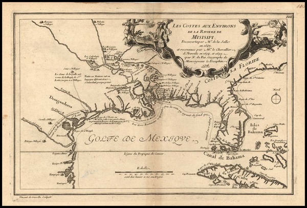 60-South, Southeast, Texas and Southwest Map By Nicolas de Fer