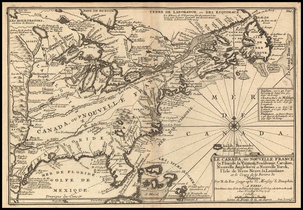 40-United States, Southeast, Midwest and Canada Map By Nicolas de Fer