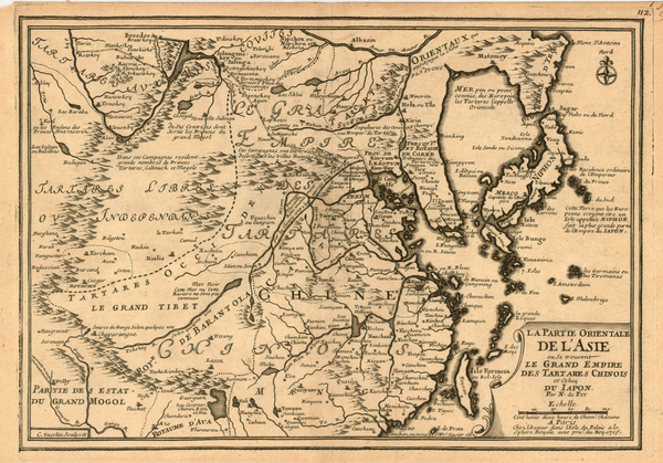 48-Asia, China, Korea and Central Asia & Caucasus Map By Nicolas de Fer