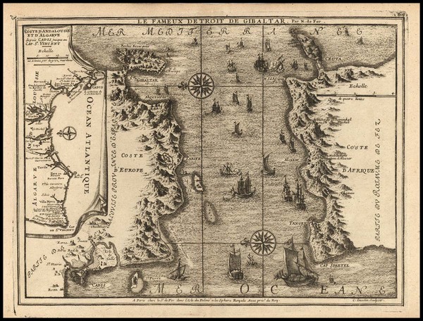 48-Europe, Spain and Mediterranean Map By Nicolas de Fer