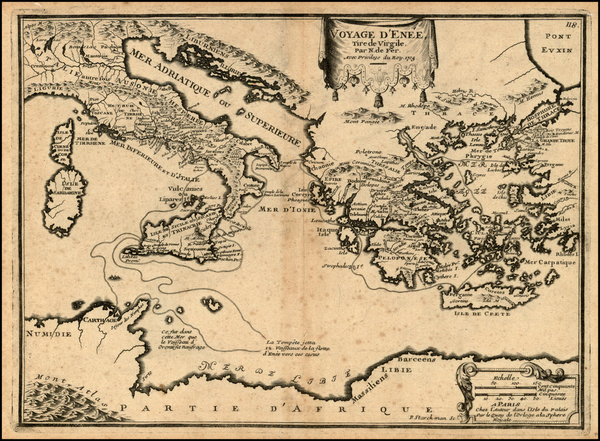 74-Italy, Mediterranean, Balearic Islands and Greece Map By Nicolas de Fer