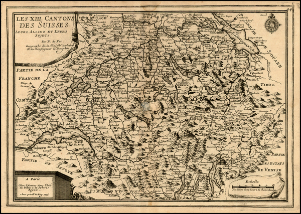 75-Switzerland Map By Nicolas de Fer