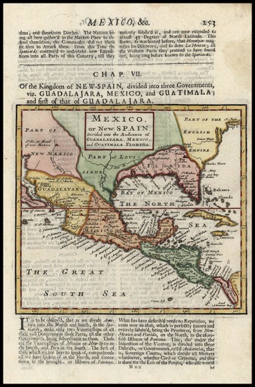 57-Southeast, Texas, Southwest and Central America Map By Herman Moll