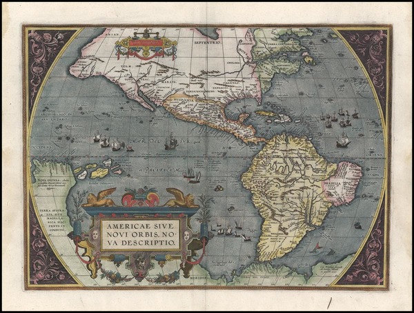 2-World, Western Hemisphere, South America and America Map By Abraham Ortelius