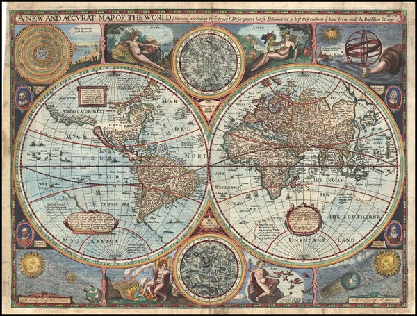 23-World, World, Celestial Maps and Curiosities Map By John Speed