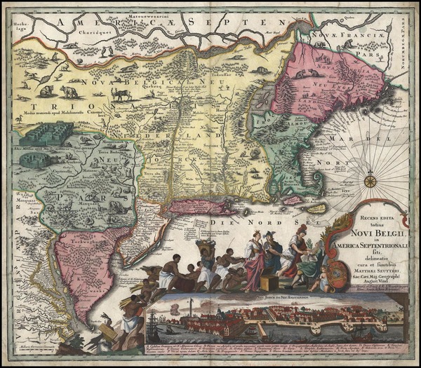 4-New England, Mid-Atlantic and Canada Map By Matthaus Seutter