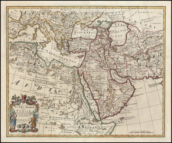 93-Asia, Central Asia & Caucasus, Middle East, Africa and North Africa Map By John Senex