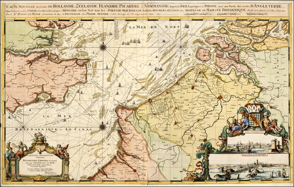 54-Europe, British Isles, Netherlands and France Map By Romeyn De Hooghe