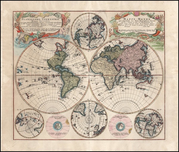 49-World, World and Polar Maps Map By Homann Heirs