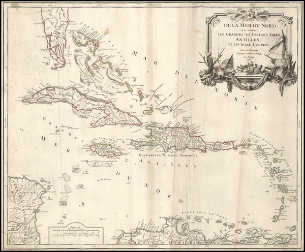 98-Southeast and Caribbean Map By Didier Robert de Vaugondy