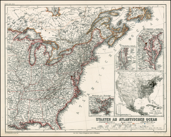 64-United States and Mid-Atlantic Map By E.G. Ravenstein