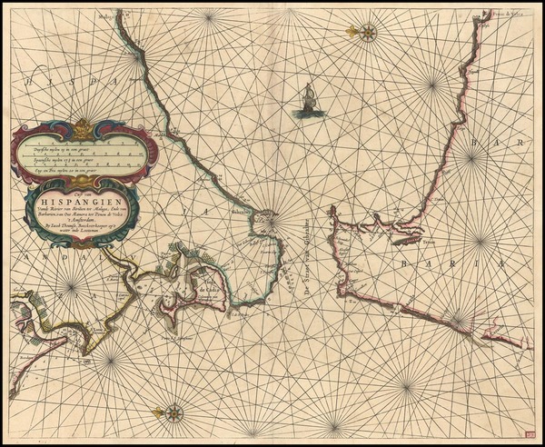 79-Spain, Mediterranean and North Africa Map By Caspar Van Lootsman / Anthonie (Theunis)   Jacobsz