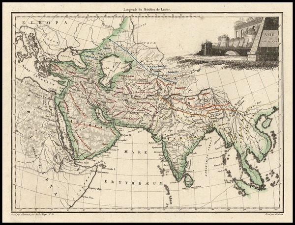 4-Asia, Asia, India and Southeast Asia Map By Conrad Malte-Brun