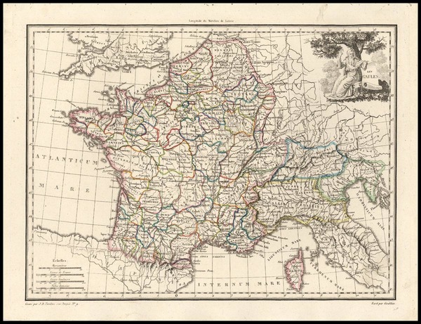 30-Europe, Europe and France Map By Conrad Malte-Brun