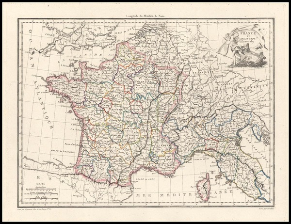 63-Europe, France, Italy and Balearic Islands Map By Conrad Malte-Brun