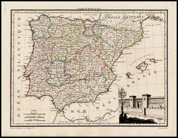 35-Europe, Spain and Portugal Map By Conrad Malte-Brun