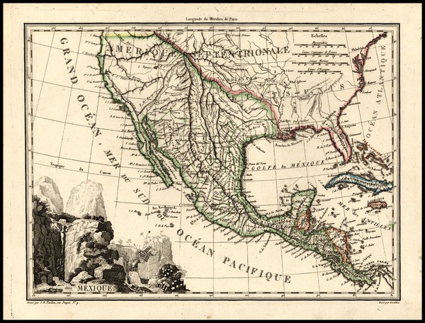 28-Southwest, Rocky Mountains, Mexico and California Map By Conrad Malte-Brun