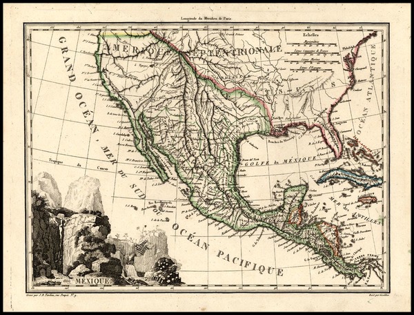 85-Southwest, Rocky Mountains, Mexico and California Map By Conrad Malte-Brun