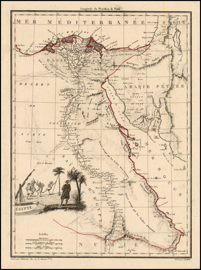 45-Egypt Map By Conrad Malte-Brun