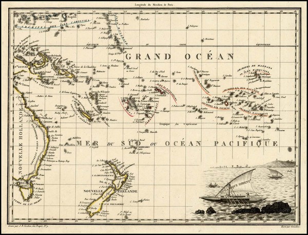 44-Australia & Oceania, Australia, Oceania and New Zealand Map By Conrad Malte-Brun