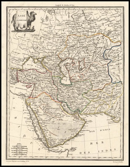 36-Central Asia & Caucasus, Middle East and Russia in Asia Map By Conrad Malte-Brun