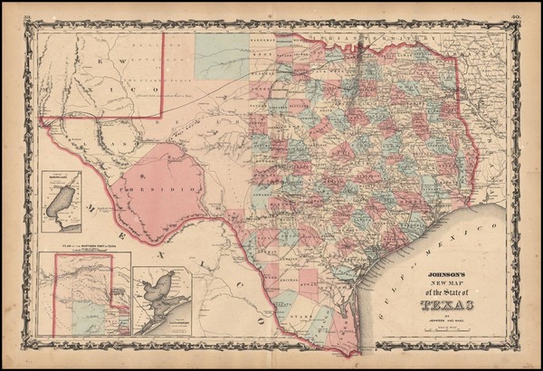 60-Texas Map By Benjamin P Ward  &  Alvin Jewett Johnson