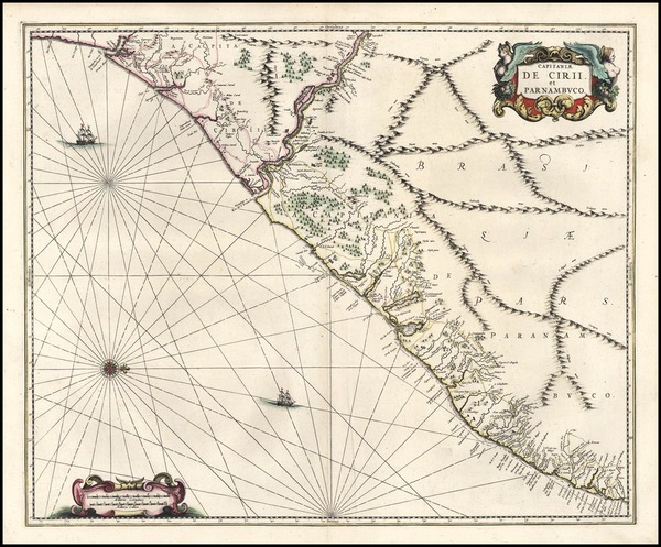 26-South America Map By Willem Janszoon Blaeu / Gaspar Barleus