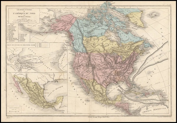 1-Mid-Atlantic, Southeast and North America Map By Drioux et Leroy