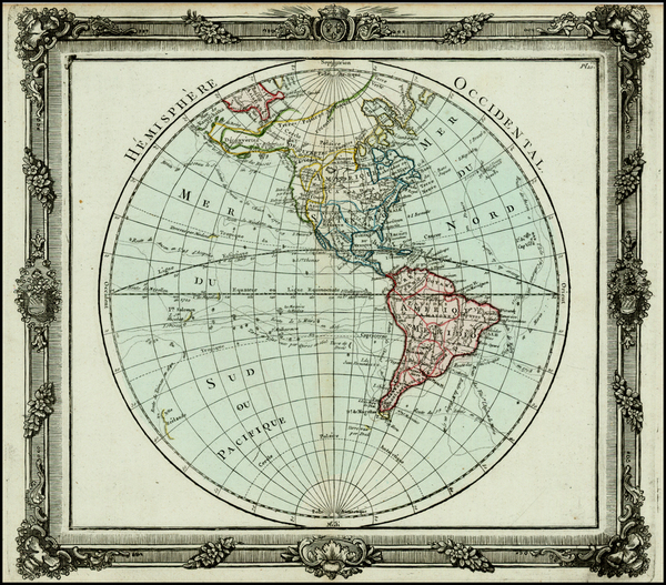 23-World, Western Hemisphere, South America and America Map By Louis Brion de la Tour