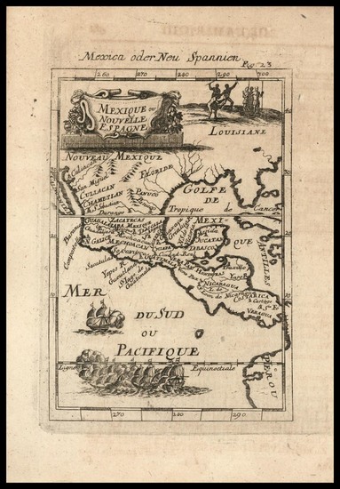 89-South, Southwest, Mexico and Central America Map By Alain Manesson Mallet