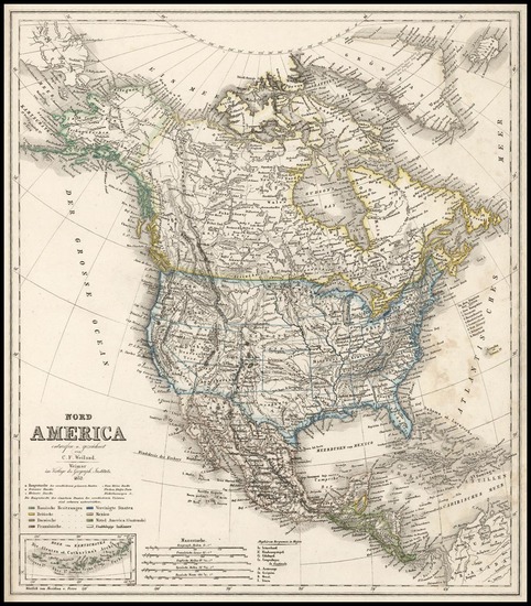 3-Southwest, Rocky Mountains and North America Map By Carl Ferdinand Weiland