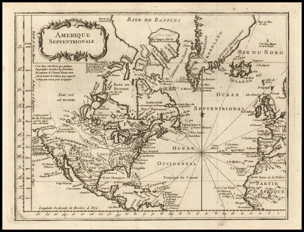 77-World, Atlantic Ocean and North America Map By Chambon