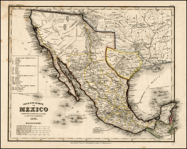 71-Texas, Southwest, Mexico and California Map By Joseph Meyer  &  Carl Radefeld