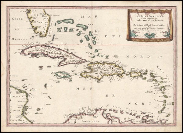 53-Caribbean Map By Nicolas Sanson