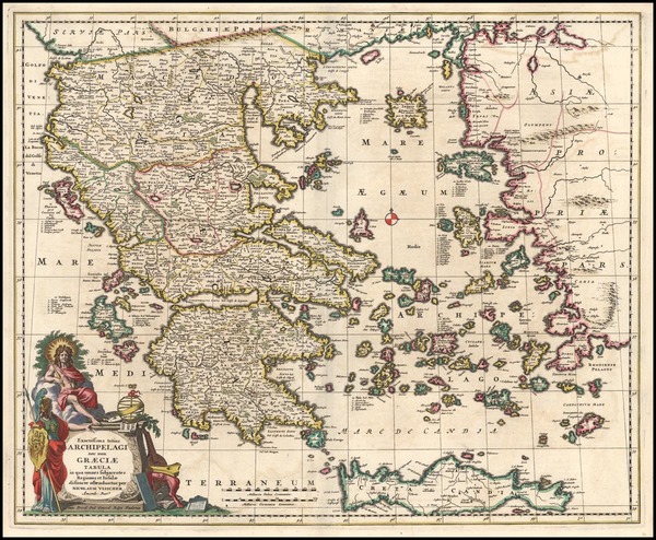 88-Europe, Balearic Islands and Greece Map By Nicolaes Visscher I