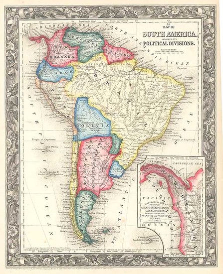 60-South America Map By Samuel Augustus Mitchell Jr.