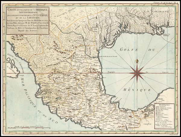 28-South, Texas, Southwest and Mexico Map By Pierre de Pages