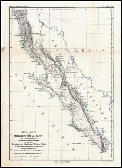 10-Mexico, Baja California and California Map By Augustus Herman Petermann