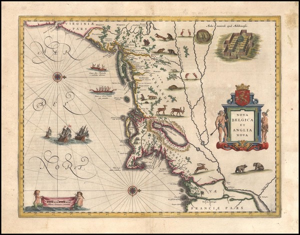 19-New England and Mid-Atlantic Map By Willem Janszoon Blaeu