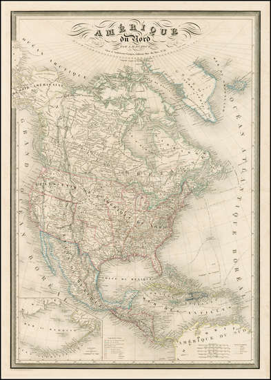 55-United States, Southwest and North America Map By Adolphe Hippolyte Dufour