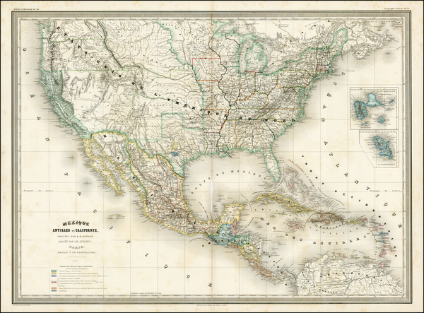 39-United States and Mexico Map By Adolphe Hippolyte Dufour