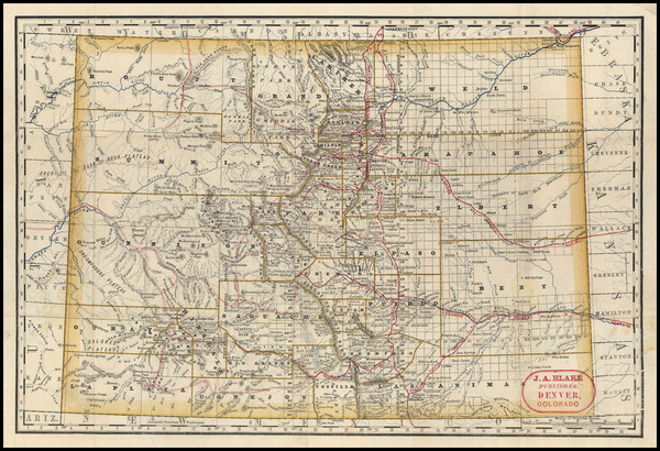 0-Rocky Mountains Map By Rand McNally & Company / J.A. Blake